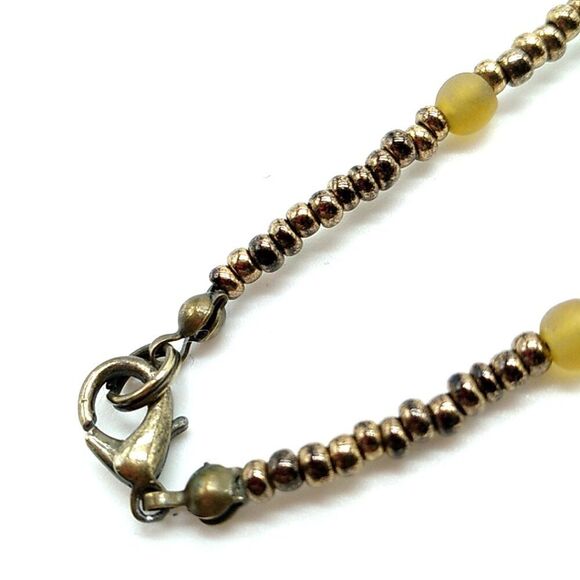 Topaz-Amber Glass Beaded Necklace with Gold-tone beads - Picture 5 of 9